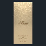 Parties scintillant d'or - Menu<br><div class="desc">Menu Dîner prêt pour vous à personnaliser. Présenté dans un design de parties scintillant d'or moderne. Idéal pour un mariage, anniversaire, anniversaire, cravate noire, fête de bureau, etc... Des produits correspondants sont disponibles - 📌 Si vous avez besoin d'une personnalisation plus poussée, cliquez sur la zone "Cliquez pour Customiser plus...</div>