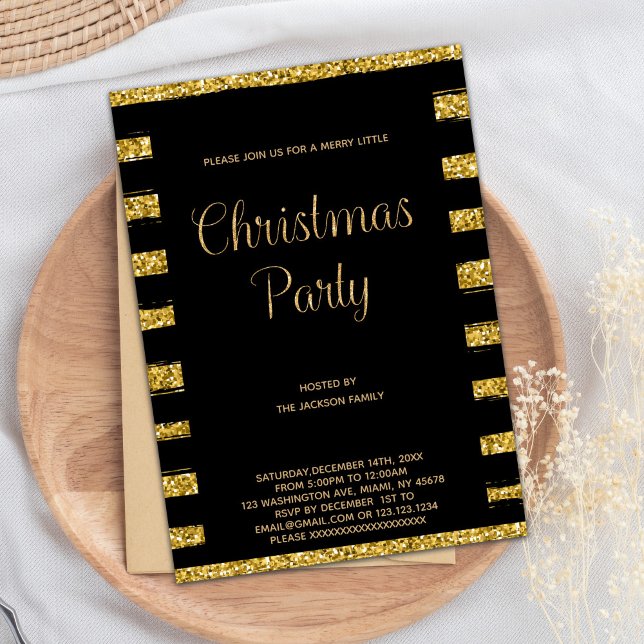 Parties scintillant d'or Noël Fête Invitation (Gold Glitter Christmas Invitations)