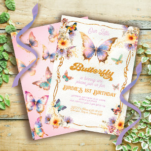 Parties scintillant d'or Papillon Invitation d'ann