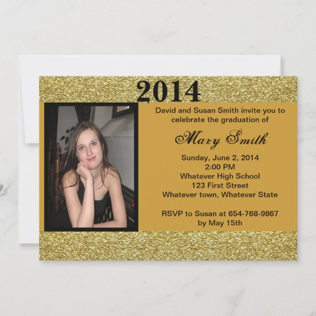 Parties scintillant d'or photo Invitation de gradu (Devant)