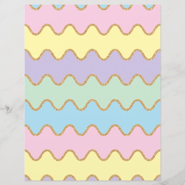 Parties scintillant d'or Rainbow Wavy Motif papier (Devant)