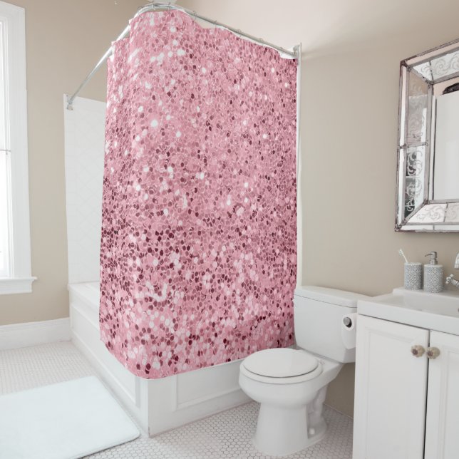 Parties scintillant d'or Rose de rideau de douche  (En situation)