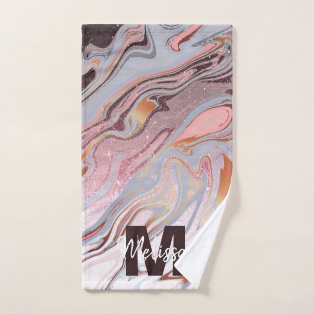 parties scintillant d'or rose et marbre (Serviette à main)