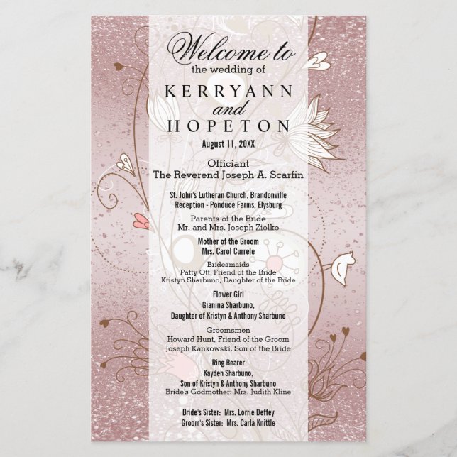 Parties scintillant d'or Rose floral - Programme (Devant)