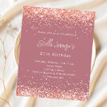 parties scintillant d'or rose invitation<br><div class="desc">Pour une soirée d'anniversaire élégante de 21e (ou tout âge). Un arrière - plan rose en or. Décoré de faux parties scintillant. Personnalisez et ajoutez un nom et des détails du parti. Le nom est écrit avec un script de style écrit à la main. 1 feuille = 1 invite imprimé...</div>
