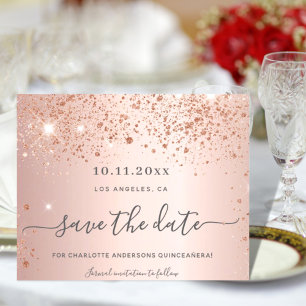 Parties scintillant d'or rose Quinceanera enregist