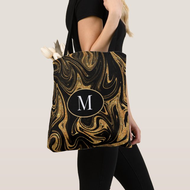 Parties scintillant d'or Sac fourre-tout Monogramm (De près)