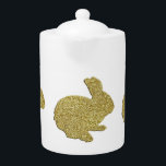 Parties scintillant d'or Silhouette Lapin de Pâque<br><div class="desc">Cette théière moderne et ludique est parfaite pour savourer une tasse de thé relaxante au travail ou à la maison. Il est également bon de servir du café pendant le dessert lorsque vous avez des invités. Cette théière est très belle avec n'importe quel décor. Fait un grand cadeau pour les...</div>