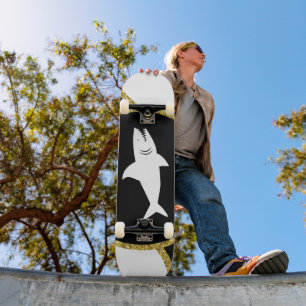 Parties scintillant d'or Skateboard requin blanc