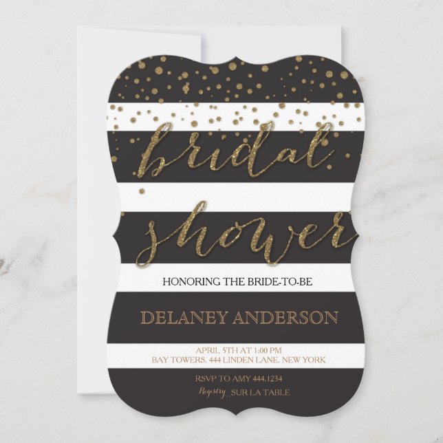 Parties scintillant d'or Stridal Shower Invitation (Devant)