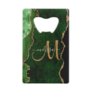 Parties scintillant d'or vert chic Agate Monogramm