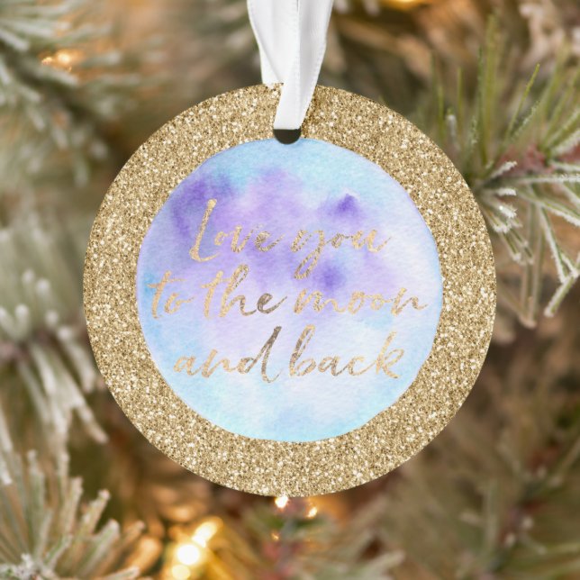 Parties scintillant d'or vous aime à la lune aquar (Arbre)