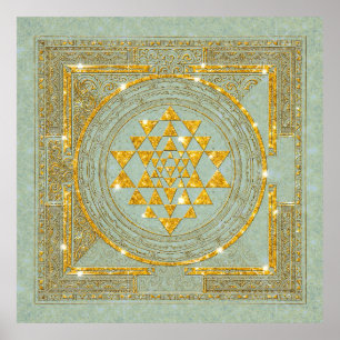 Parties scintillant dorée Sri Yantra - Poster