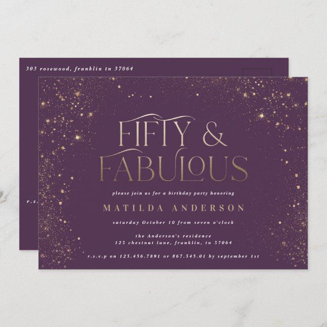 Parties scintillant dorée violet 50 et fabuleuse f (Devant / Derrière)