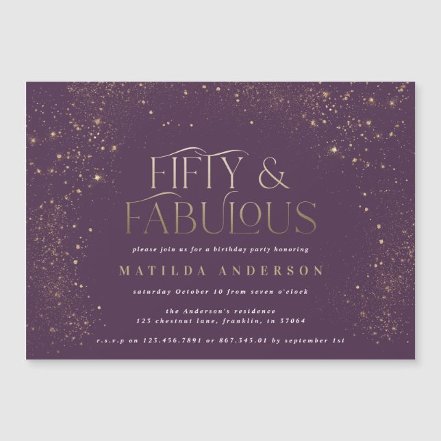 Parties scintillant dorée violet 50 et fabuleuse f (Devant)