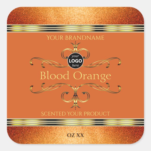 Parties scintillant élégante Orange Gold Étiquette (Devant)