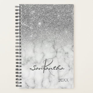 Parties scintillant en argent Marbre Ombre Monogra