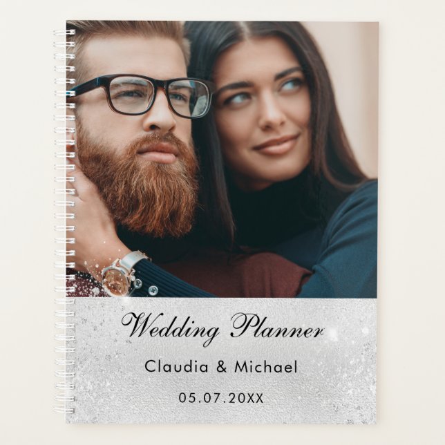 Parties scintillant en argent photo mariage de mar (Devant)