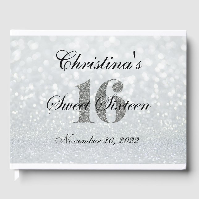 Parties scintillant en argent rose Sweet 16 livre  (Recto)