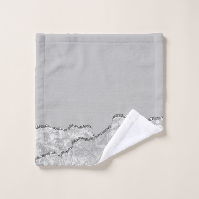 Parties scintillant en métal brossé argenté (Gant de toilette)