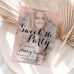 parties scintillant en or rose élégant budget phot<br><div class="desc">Une douche à parties scintillant en or faux rose moderne, assez chic et élégant ombre avec votre photo avec bloc de couleur rose pastel blush pâle 16 anniversaire invitation à la fête avec or rose ombre motif se fondant sur un arrière - plan rose avec et élégant cadre en or...</div>