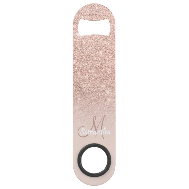 Parties scintillant en or rose monogramme moderne  (Devant)