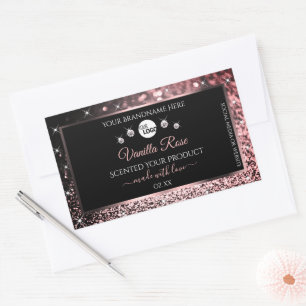 Parties scintillant en or Rose noir Étiquettes Log