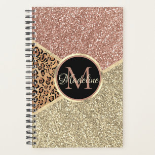 Parties scintillant en or Rose rayé Leopard Monog