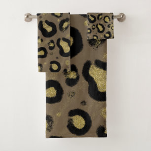 Parties scintillant en or Tan Brown Léopard noir C