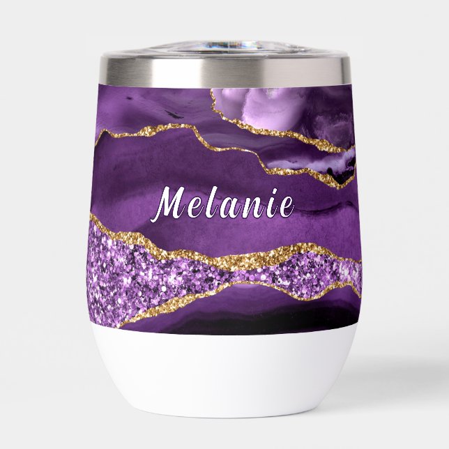 Parties scintillant en or violet Marbre Votre nom  (Avant)