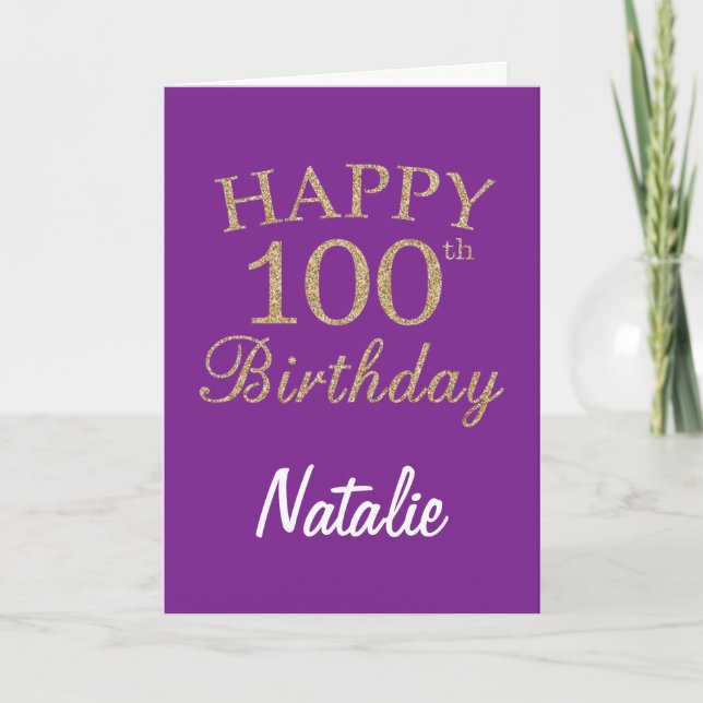 Parties scintillant en violet et or 100e carte d'a (Devant)