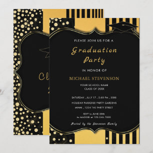 Parties scintillant encadrée Black Gold Graduation