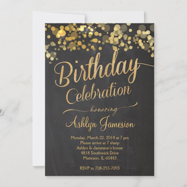 Parties scintillant étincelante Invitation d'anniv (Devant)