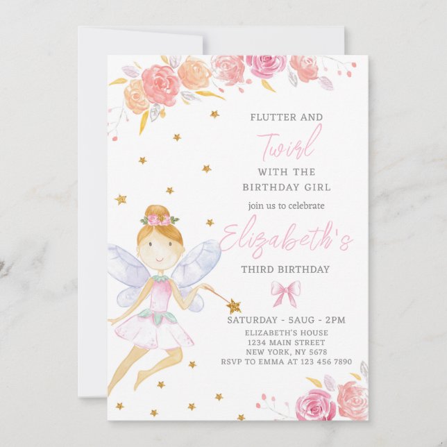 Parties scintillant Fairy Anniversaire Invitation