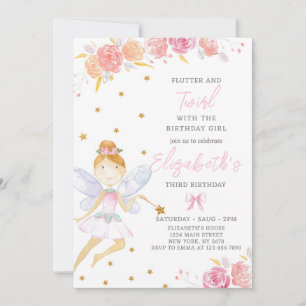 Parties scintillant Fairy Anniversaire Invitation