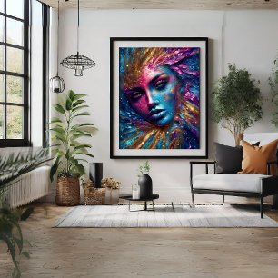 Parties scintillant Femme Femme Face Poster Art Mo