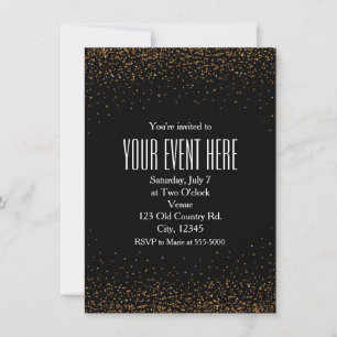 Parties scintillant fine noire et or Invitations d