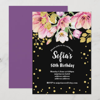 parties scintillant fleurie invitation fête d'anni