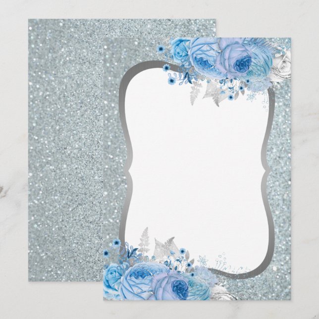 Parties scintillant Floral Blank Invitation (Devant / Derrière)