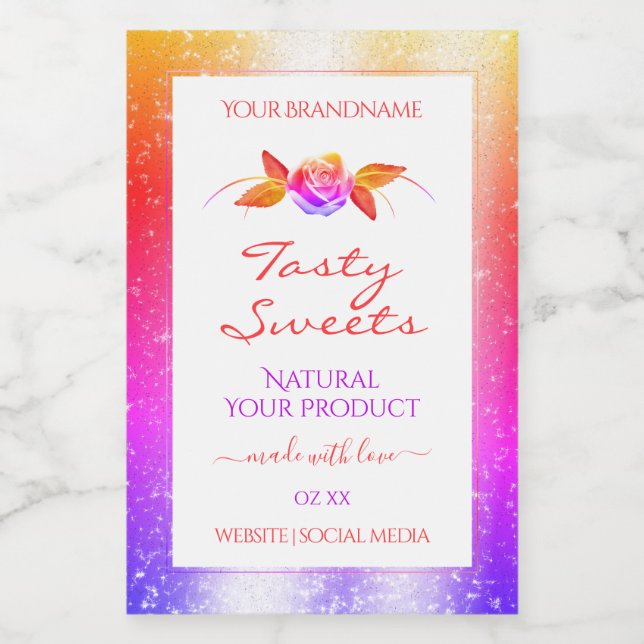 Parties scintillant florale sur Étiquettes de prod (Étiquettes simples)