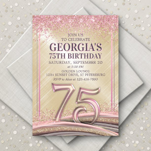 Parties scintillant Glam Rose Gold 75h Invitation 