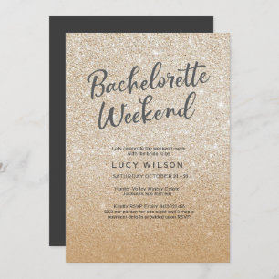 Parties scintillant Gold Bachelorette Invitation W