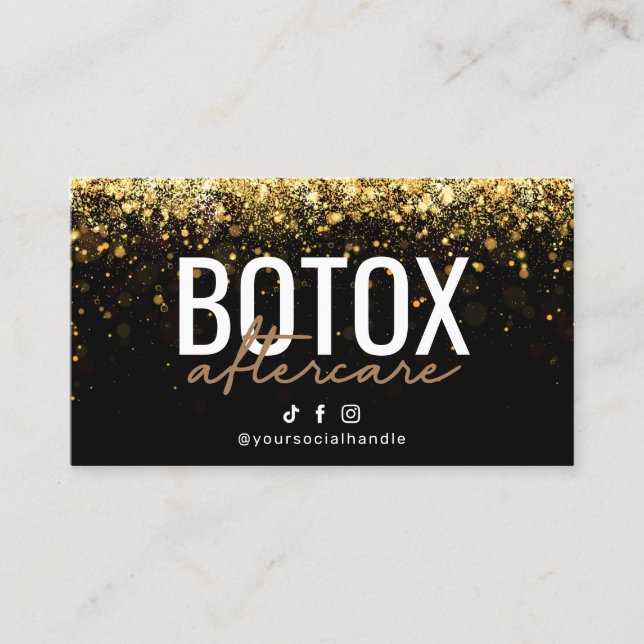 Parties scintillant Gold Botox carte de soins post (Devant)