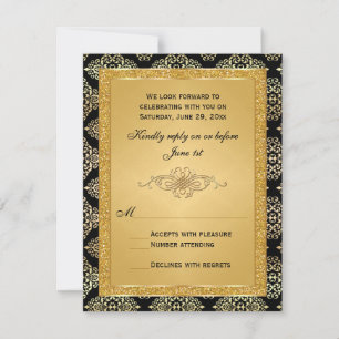 Parties scintillant Gold FAUX, carte Damask Scroll