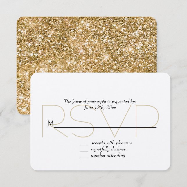 Parties scintillant Gold Faux RSVP (Devant / Derrière)