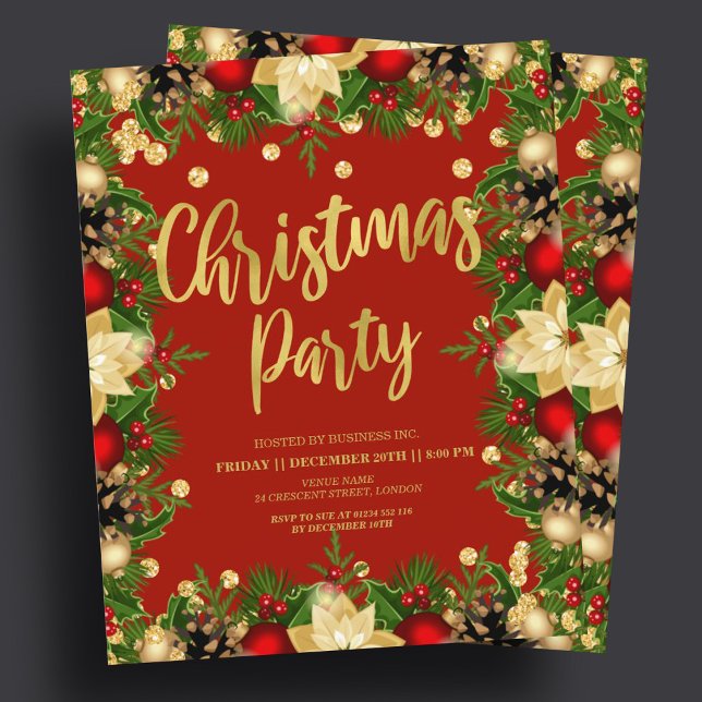 Parties scintillant Gold Festive Noël Entreprise R (Gold Festive Glitter Christmas Corporate Red )