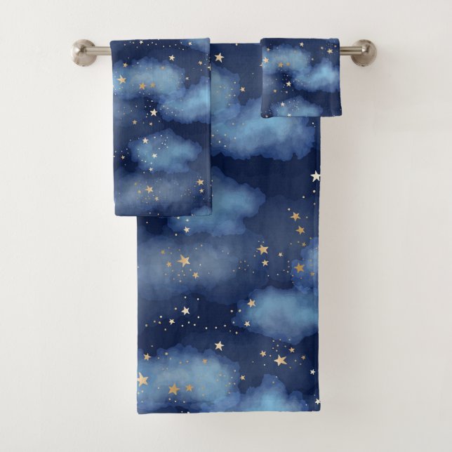 Parties scintillant Gold Stars Dark Blue Sky Motif (En situation)