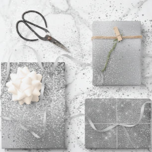 Parties scintillant gris argenté en papier