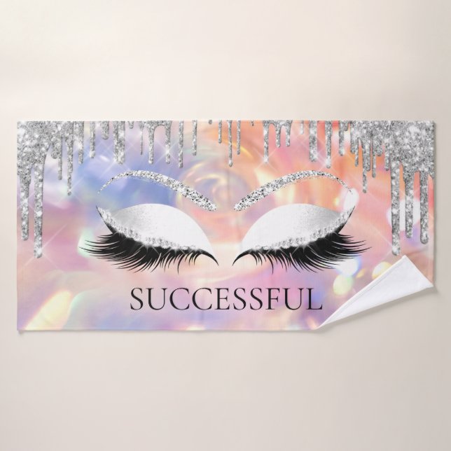 Parties scintillant gris argenté Holographe Nom ma (Serviette de bain)