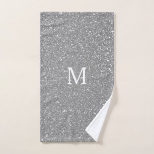 Parties scintillant gris brillant gris blanc Monog